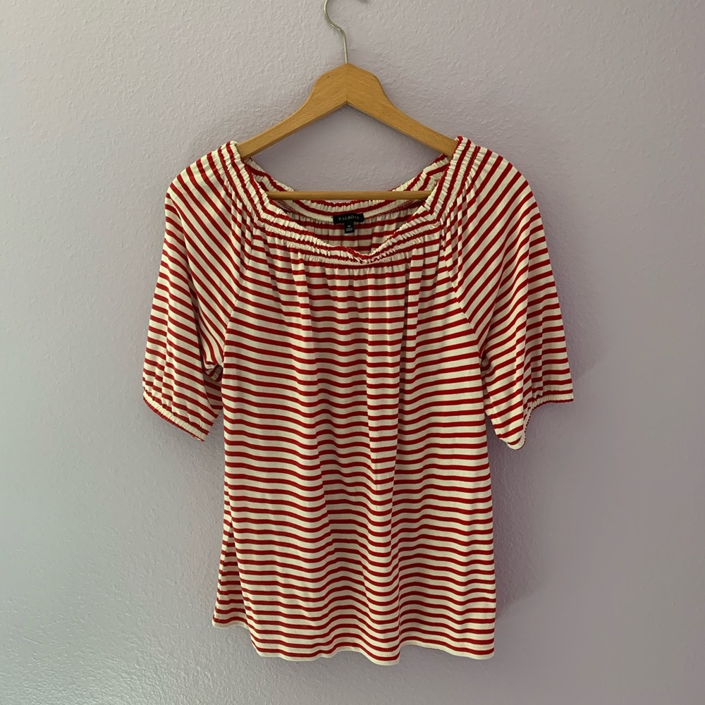 Talbots Striped Off the Shoulder sz M
